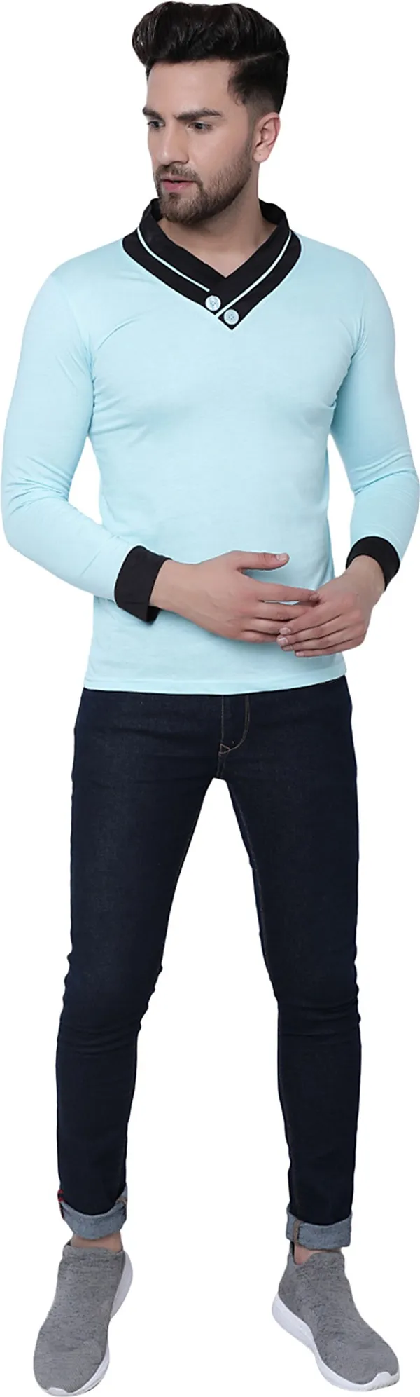 Blue_Cotton_Solid_Shawl_Neck_Regukar_Fit_T-Shirt_for_men