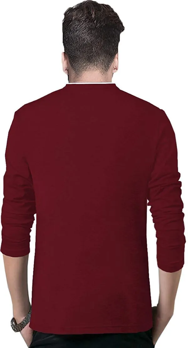 Maroon_Cotton_Solid_Henley_Neck_Regukar_Fit_T-Shirt_For_Men