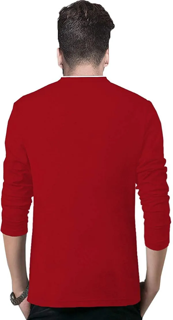 Red_Cotton_Solid_Mandarin_Collar_Regukar_Fit_T-Shirt_For_Men