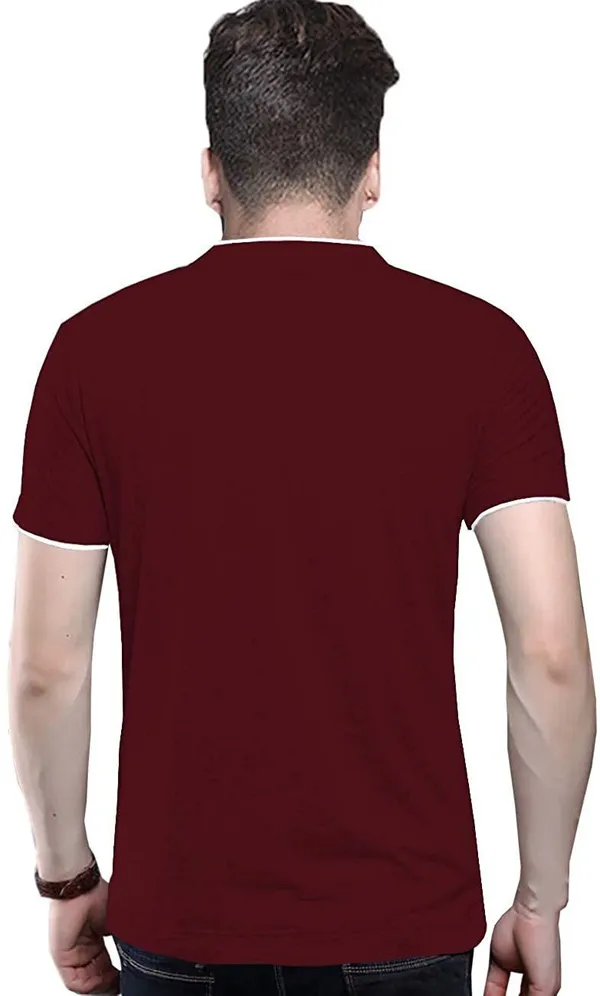 Maroon_Cotton_Solid_Mandarin_Collar_Regukar_Fit_T-Shirt_for_men