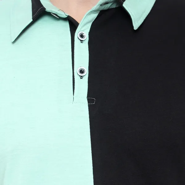 Light_Green_Colorblock_Polo_Neck_Regukar_Fit_T-Shirt_For_Men