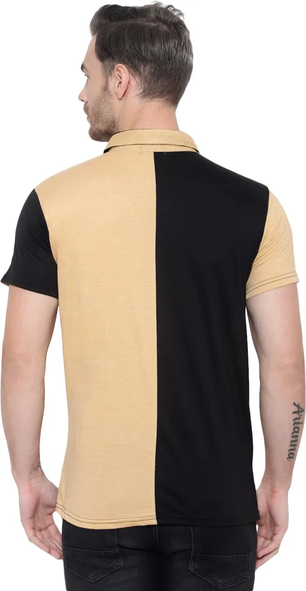 Beige_Colorblock_Polo_Neck_Regukar_Fit_T-Shirt_For_Men
