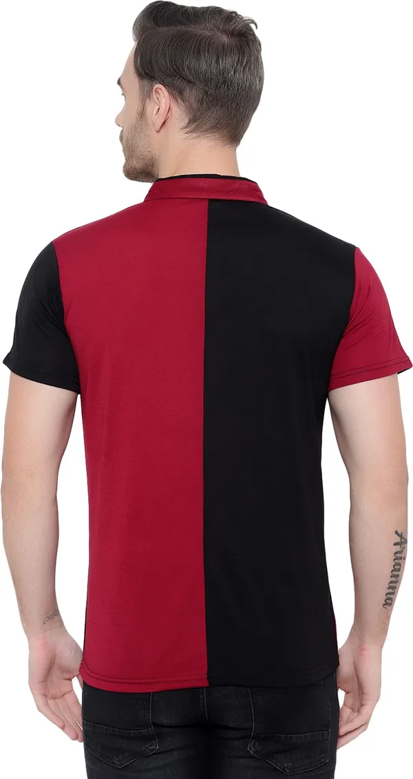 Maroon_Colorblock_Polo_Neck_Regukar_Fit_T-Shirt_For_Men
