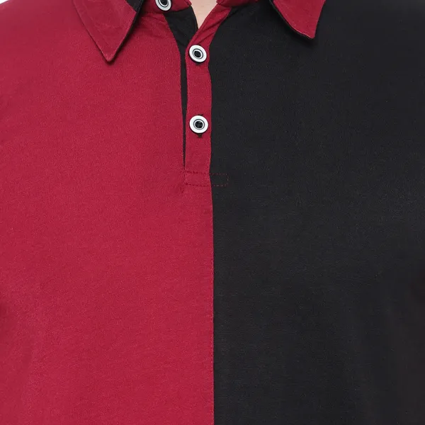 Maroon_Colorblock_Polo_Neck_Regukar_Fit_T-Shirt_For_Men
