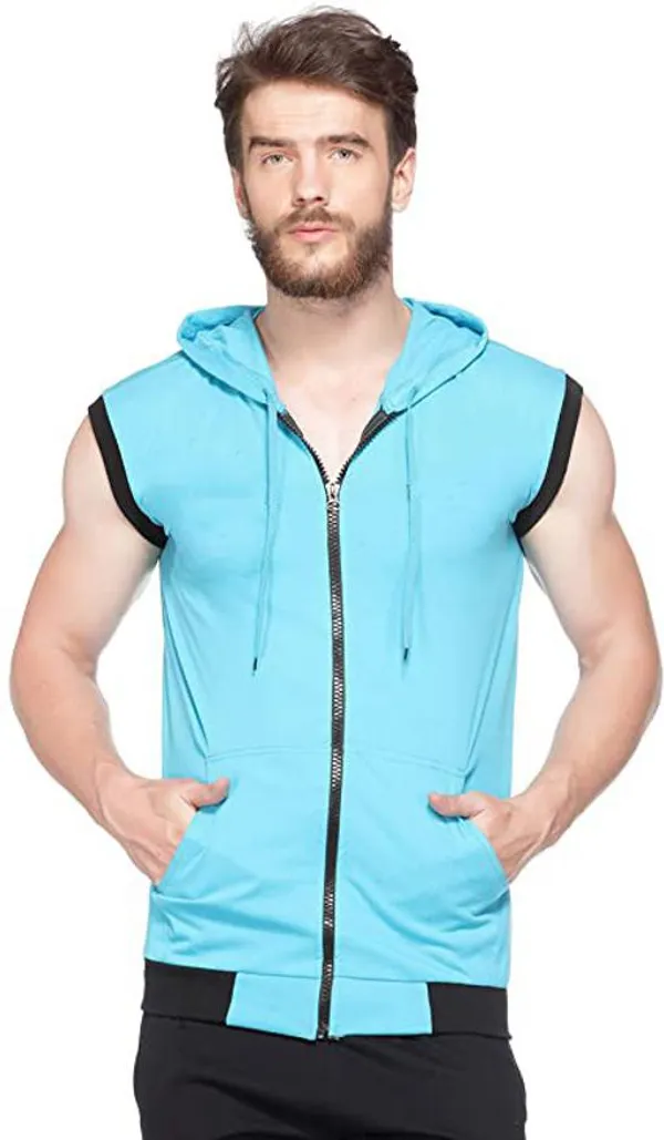 Blue_Cotton_Solid_Hooded_Neck_Regukar_Fit_T-Shirt_For_Men