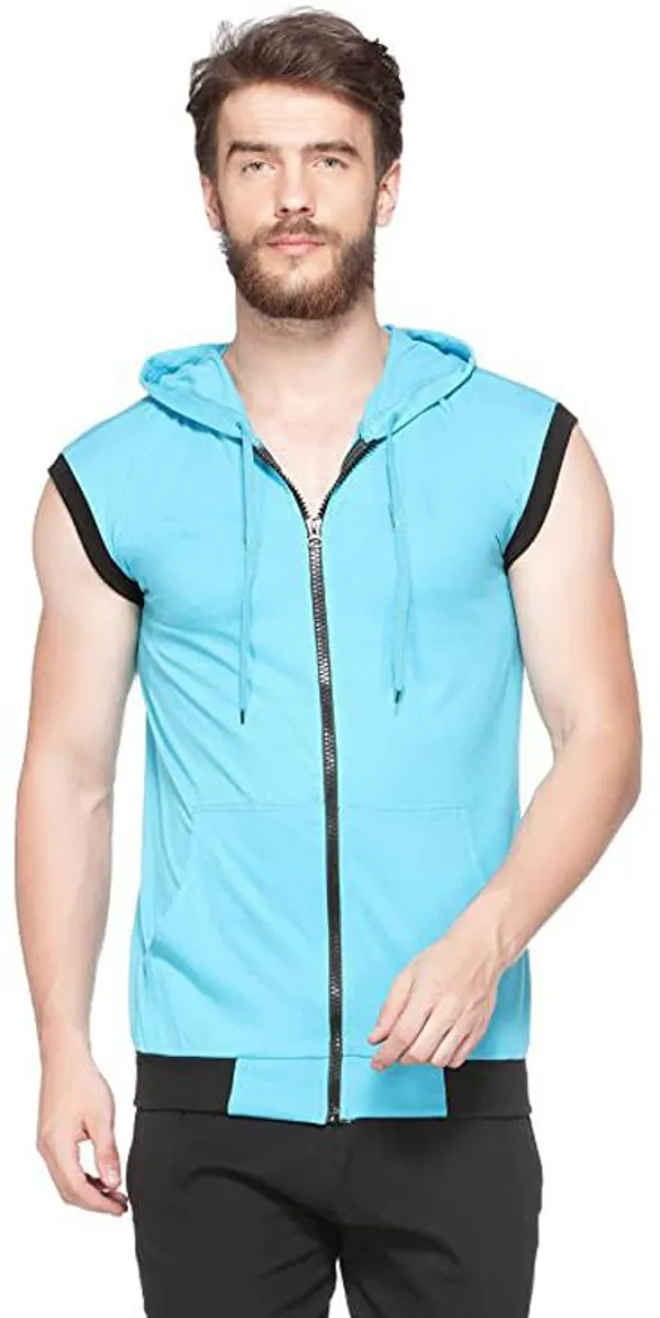 Blue_Cotton_Solid_Hooded_Neck_Regukar_Fit_T-Shirt_For_Men