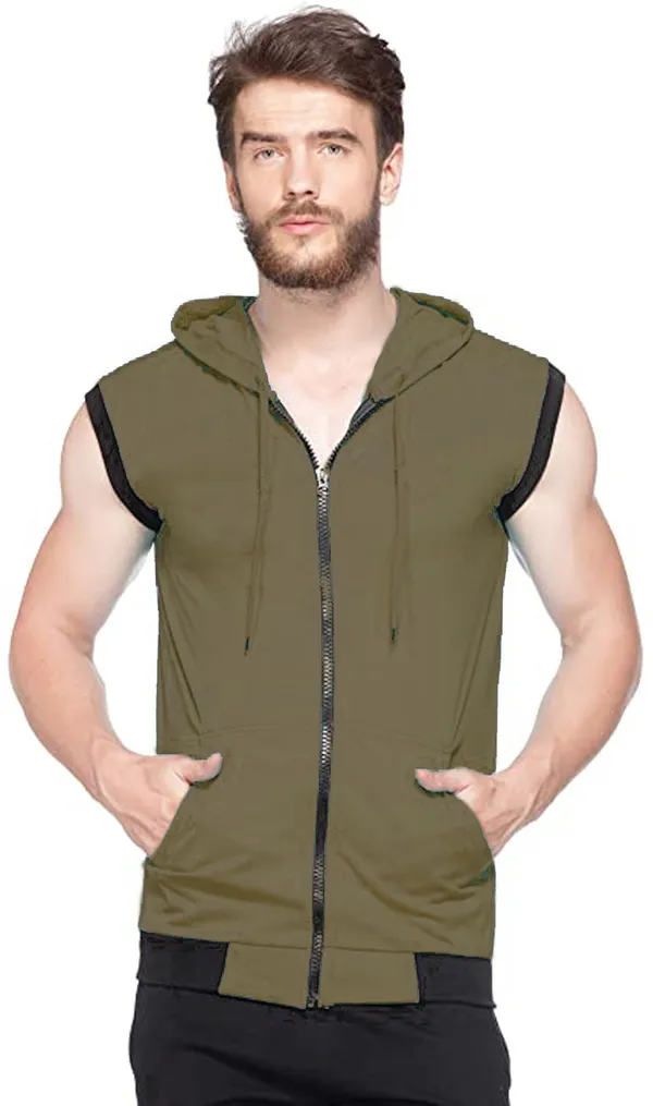 Dark_Green_Cotton_Solid_Hooded_Neck_Regukar_Fit_T-Shirt_For_Men