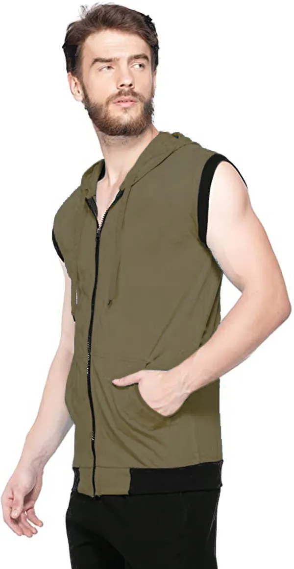 Dark_Green_Cotton_Solid_Hooded_Neck_Regukar_Fit_T-Shirt_For_Men