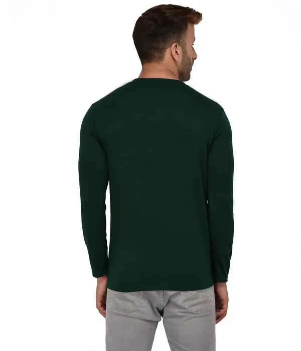 Dark_Green_Cotton_Solid_Henley_Neck_Regukar_Fit_T-Shirt_For_Men