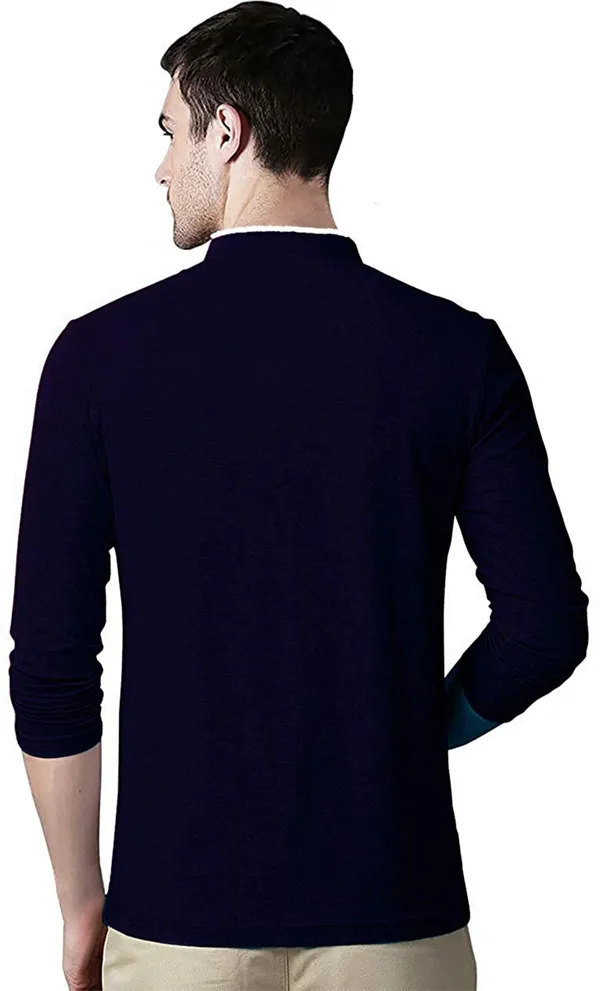 Dark_Blue_Cotton_Solid_Mandarin_Collar_Regukar_Fit_T-Shirt_For_Men