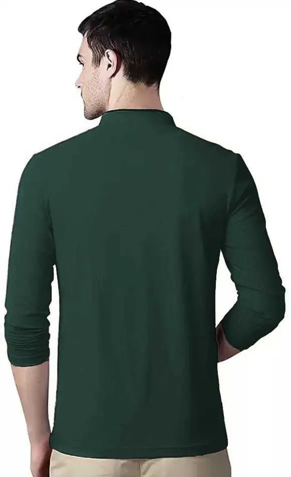 Dark_Green_Cotton_Solid_Mandarin_Collar_Regukar_Fit_T-Shirt_For_Men