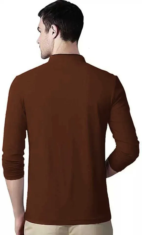 Brown_Cotton_Solid_Mandarin_Collar_Regukar_Fit_T-Shirt_for_men