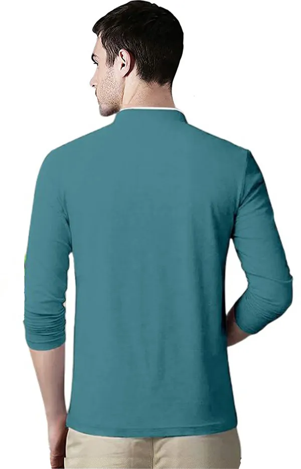 Dark_Blue_Cotton_Solid_Mandarin_Collar_Regukar_Fit_T-Shirt_For_Men
