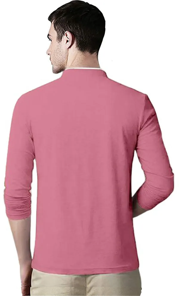 Red_Cotton_Solid_Mandarin_Collar_Regukar_Fit_T-Shirt_For_Men