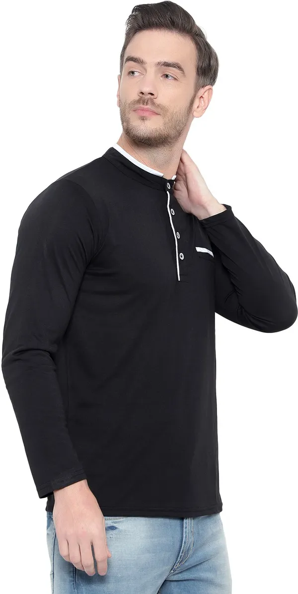 Black_Cotton_Solid_Mandarin_Collar_Regukar_Fit_T-Shirt_for_men