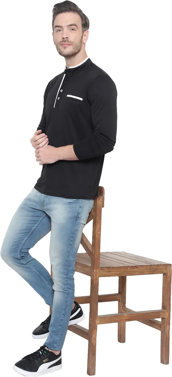 Black_Cotton_Solid_Mandarin_Collar_Regukar_Fit_T-Shirt_for_men