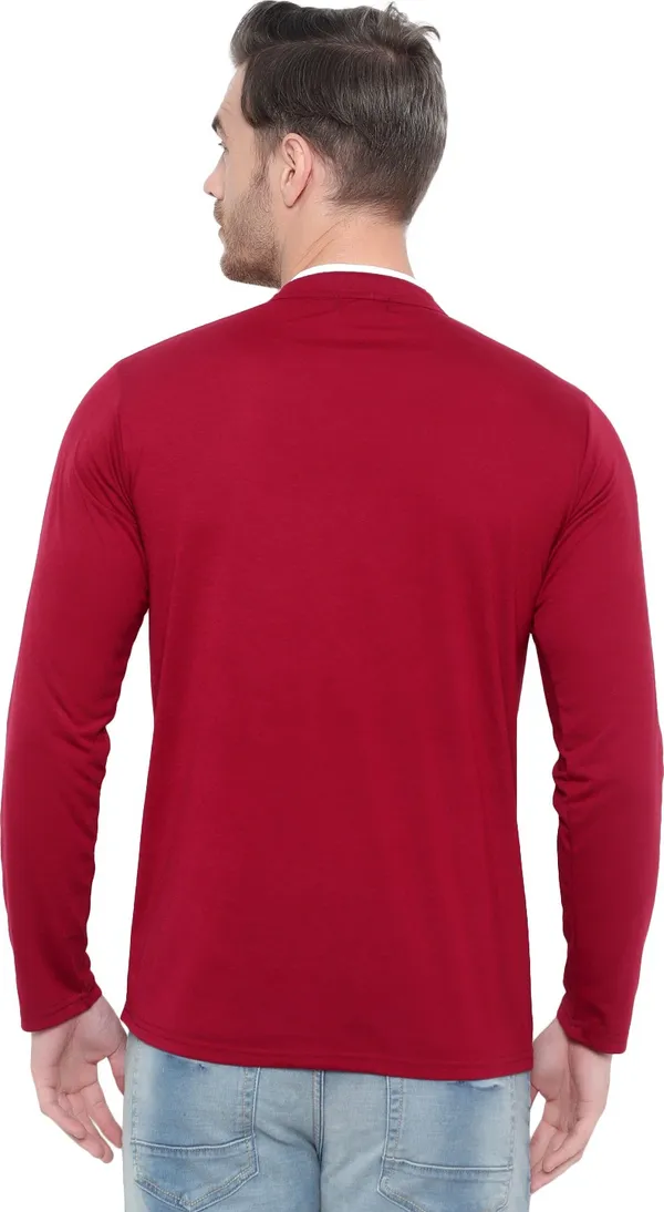 Maroon_Cotton_Solid_Mandarin_Collar_Regukar_Fit_T-Shirt_for_men