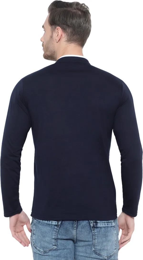 Dark_Blue_Cotton_Solid_Mandarin_Collar_Regukar_Fit_T-Shirt_For_Men