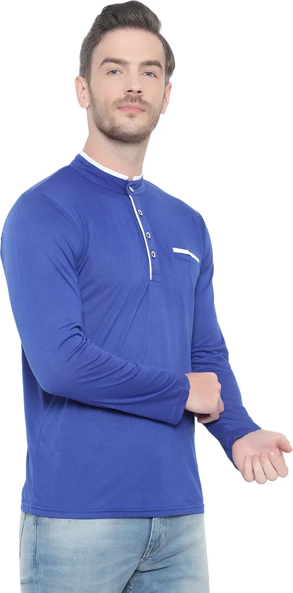 Dark_Blue_Cotton_Solid_Mandarin_Collar_Regukar_Fit_T-Shirt_for_men