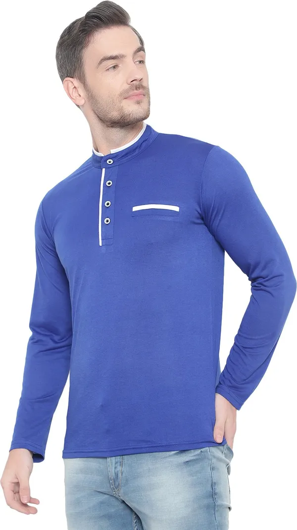 Dark_Blue_Cotton_Solid_Mandarin_Collar_Regukar_Fit_T-Shirt_for_men