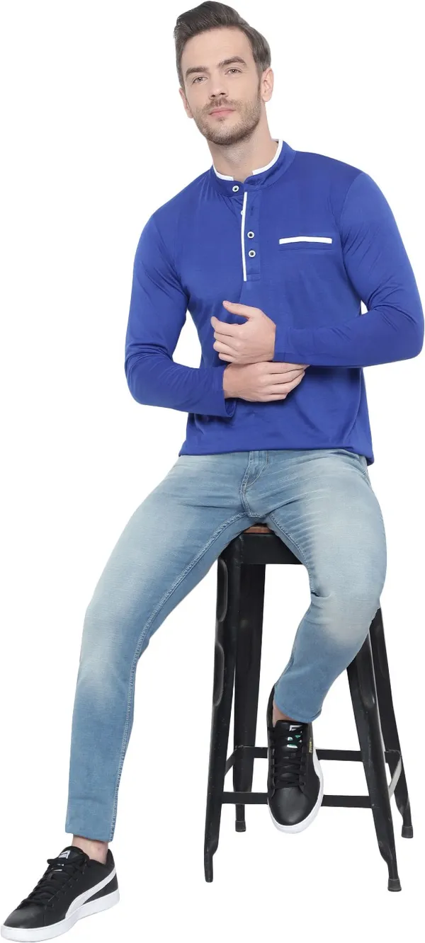 Dark_Blue_Cotton_Solid_Mandarin_Collar_Regukar_Fit_T-Shirt_for_men
