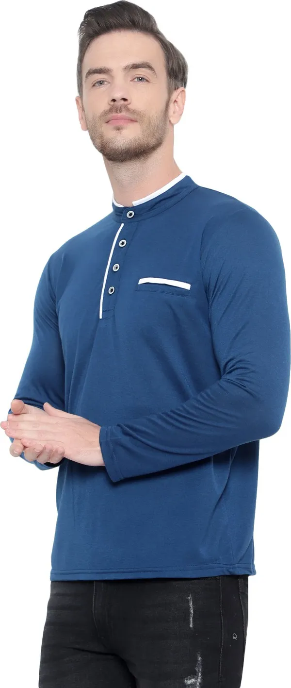 Blue_Cotton_Solid_Men_Mandarin_Collar_Regukar_Fit_T-Shirt_For_Men