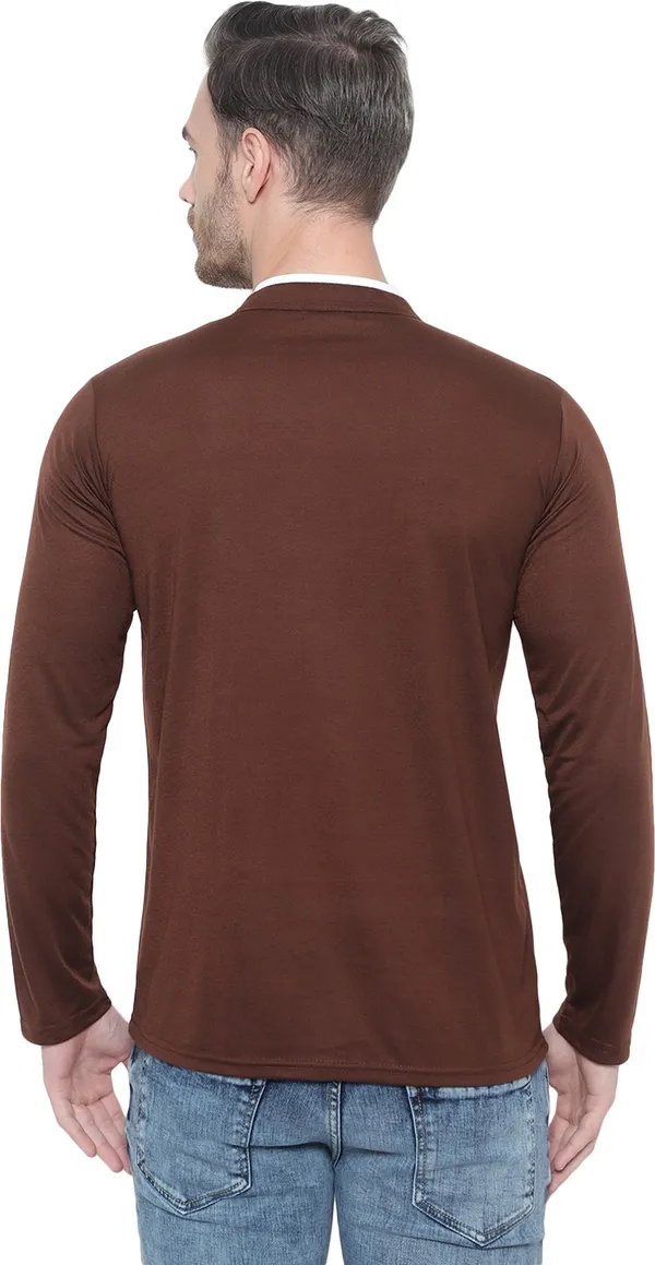 Brown_Cotton_Solid_Mandarin_Collar_Regukar_Fit_T-Shirt_for_men