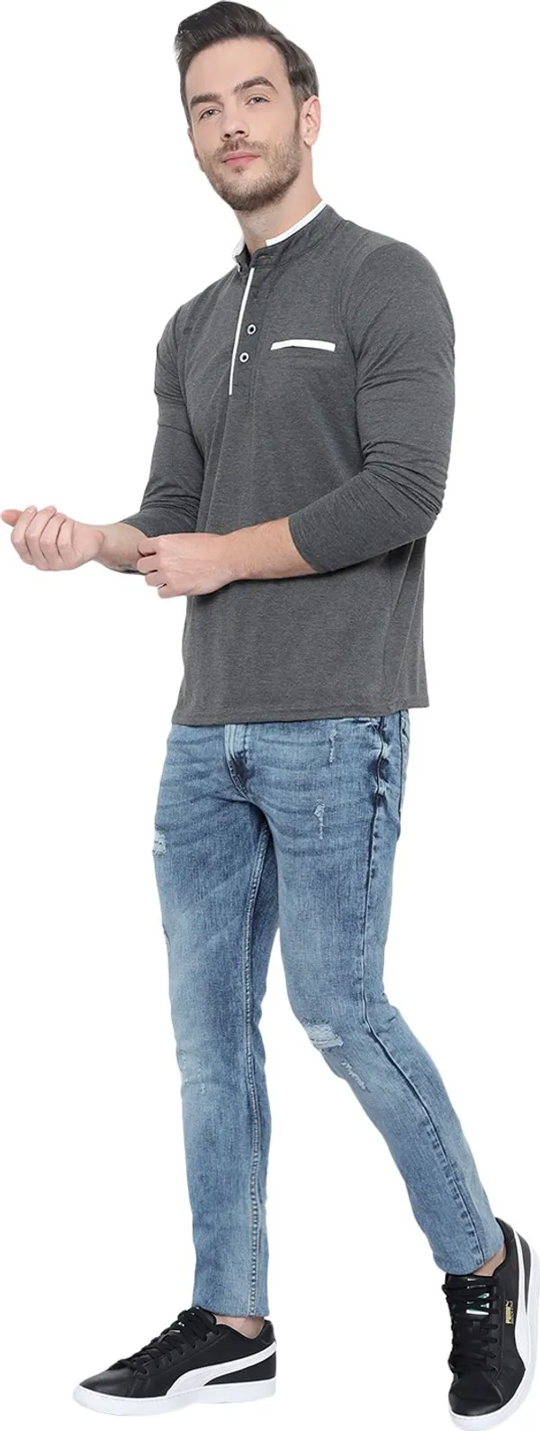 Grey_Cotton_Solid_Mandarin_Collar_Regukar_Fit_T-Shirt_for_men