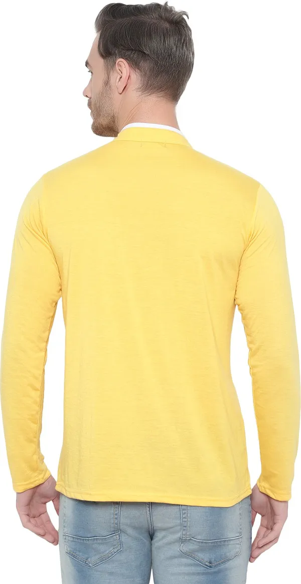 Yellow_Cotton_Solid_Mandarin_Collar_Regukar_Fit_T-Shirt_for_men