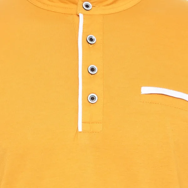 Yellow_Cotton_Solid_Men_Mandarin_Collar_Regukar_Fit_T-Shirt_For_Men