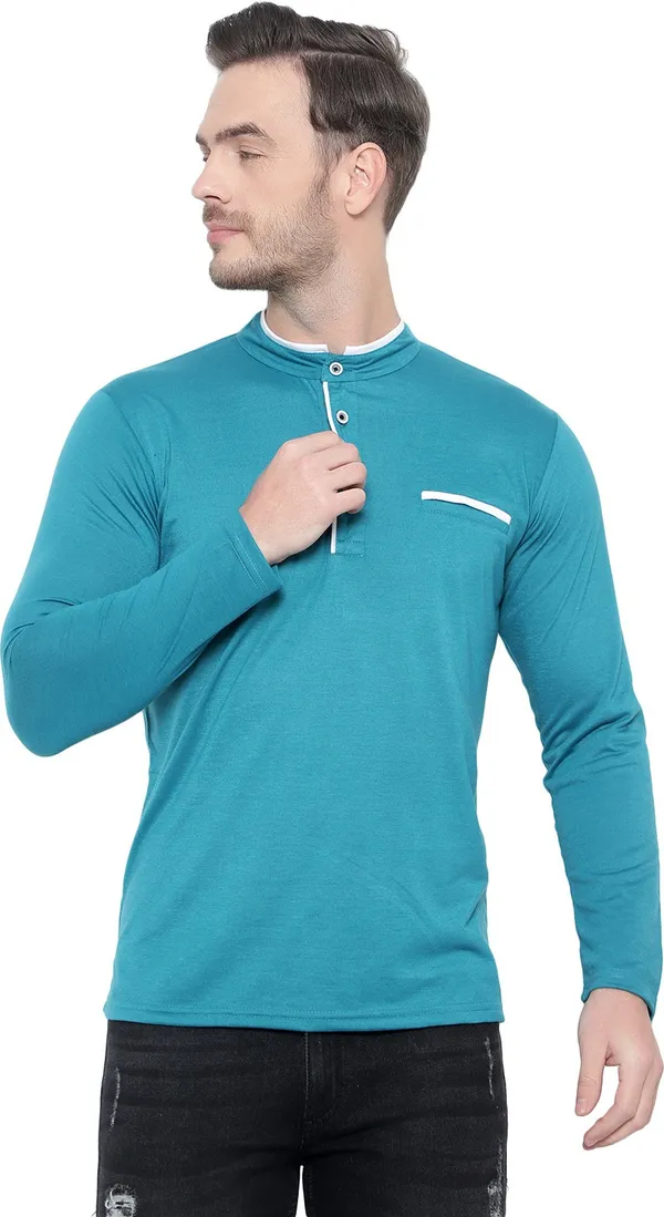 Dark_Blue_Cotton_Solid_Mandarin_Collar_Regukar_Fit_T-Shirt_For_Men
