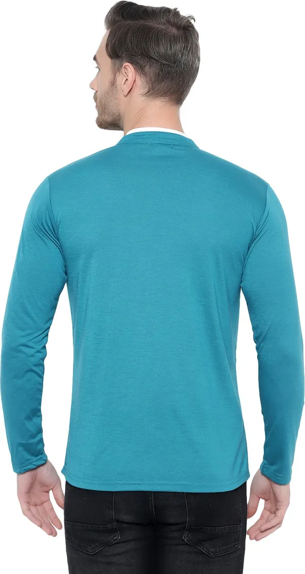 Dark_Blue_Cotton_Solid_Mandarin_Collar_Regukar_Fit_T-Shirt_For_Men