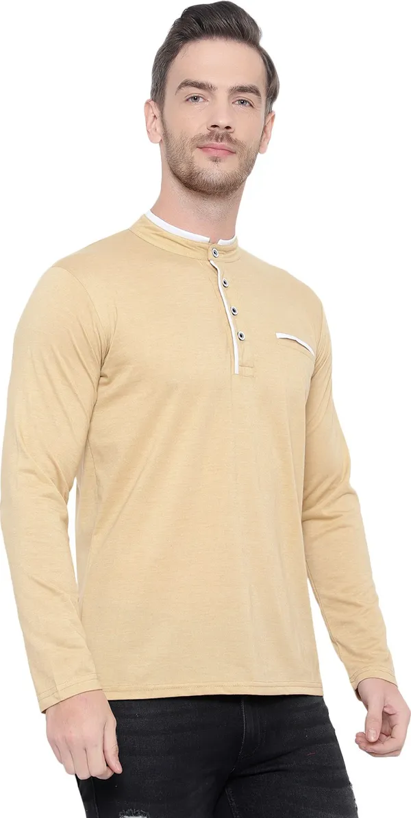 Beige_Cotton_Solid_Mandarin_Collar_Regukar_Fit_T-Shirt_for_men