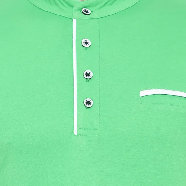 Green_Cotton_Solid_Mandarin_Collar_Regukar_Fit_T-Shirt_For_Men