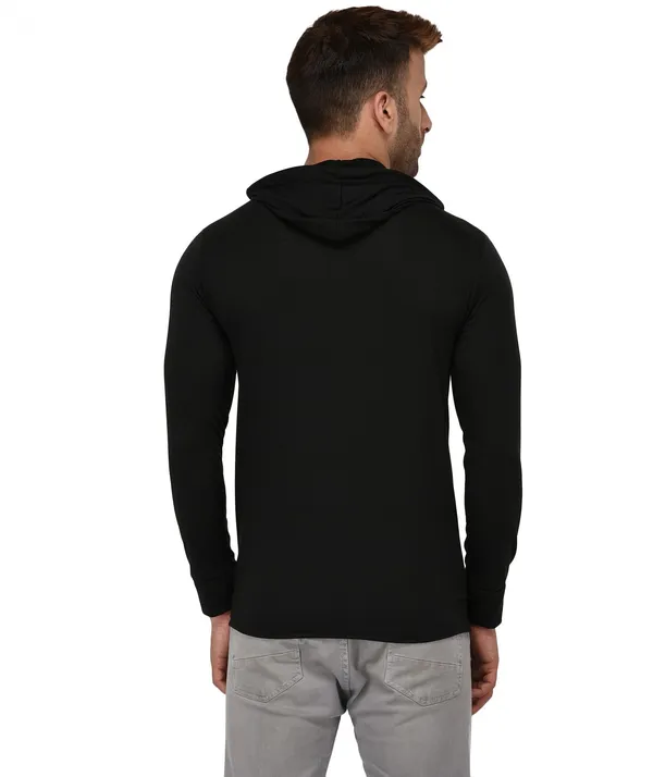 Black_Cotton_Solid_Hooded_Neck_Regukar_Fit_T-Shirt_For_Men