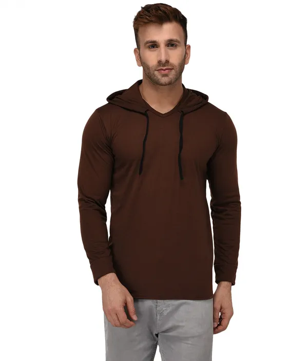 Brown_Colorblock_Scoop_Neck__Regukar_Fit_T-Shirt_For_Men