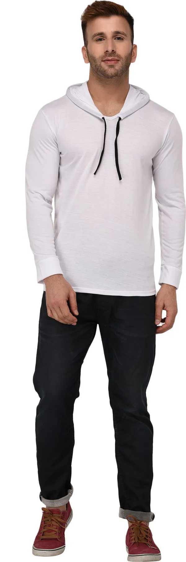 White_Cotton_Solid_Scoop_Neck_Regukar_Fit_T-Shirt_For_Men