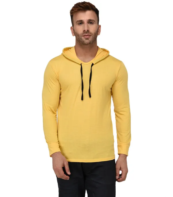 Yellow_Cotton_Solid_Scoop_Neck_Regukar_Fit_T-Shirt_For_Men