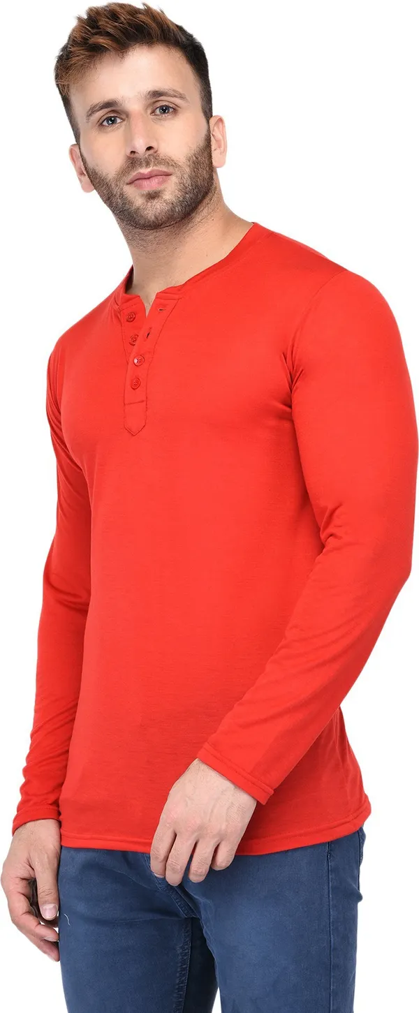 Red_Cotton_Solid_Henley_Neck_Regukar_Fit_T-Shirt_For_Men