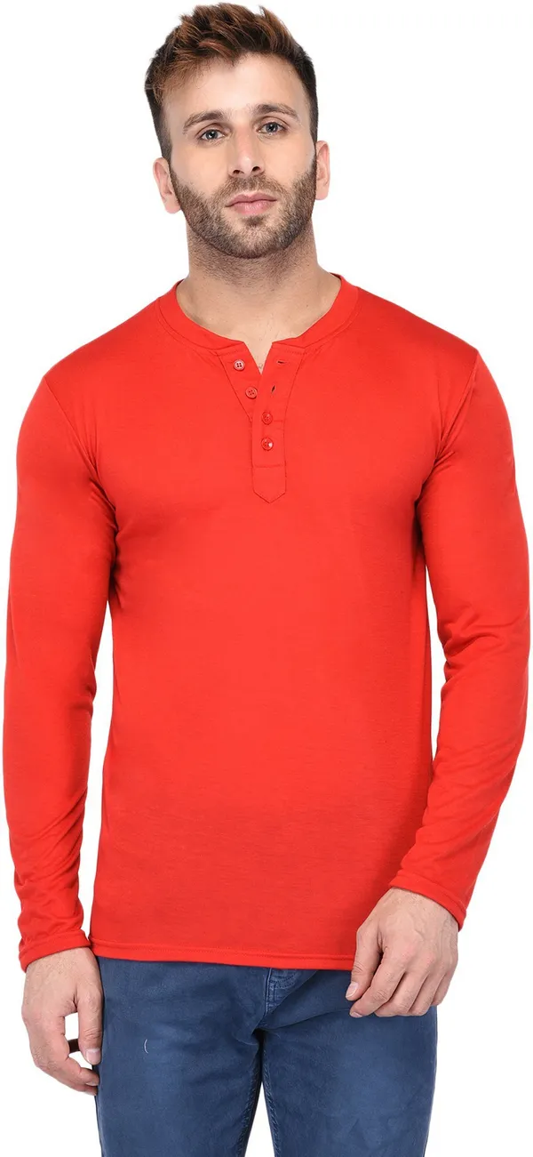 Red_Cotton_Solid_Henley_Neck_Regukar_Fit_T-Shirt_For_Men
