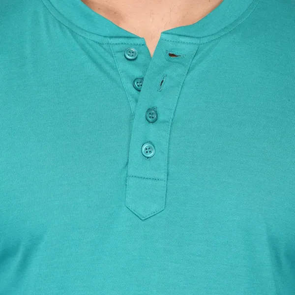 Light_Green_Cotton_Solid_Henley_Neck_Regukar_Fit_T-Shirt_For_Men