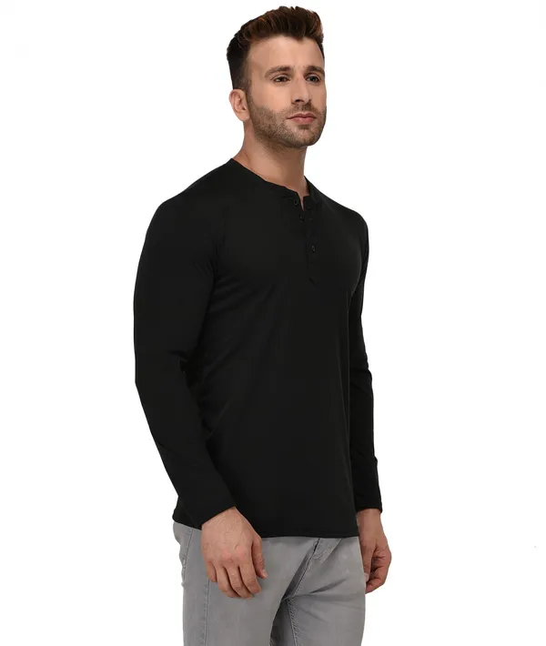 Black_Cotton_Solid_Mandarin_Collar_Regukar_Fit_T-Shirt_for_men