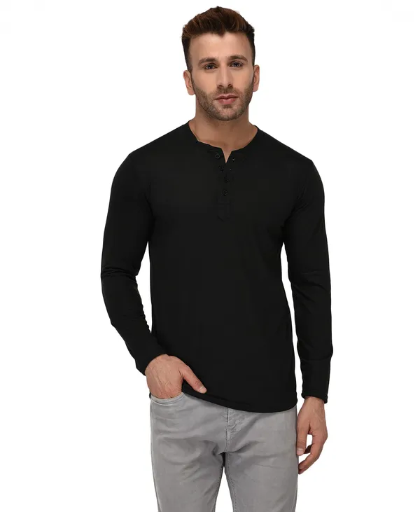 Black_Cotton_Solid_Mandarin_Collar_Regukar_Fit_T-Shirt_for_men