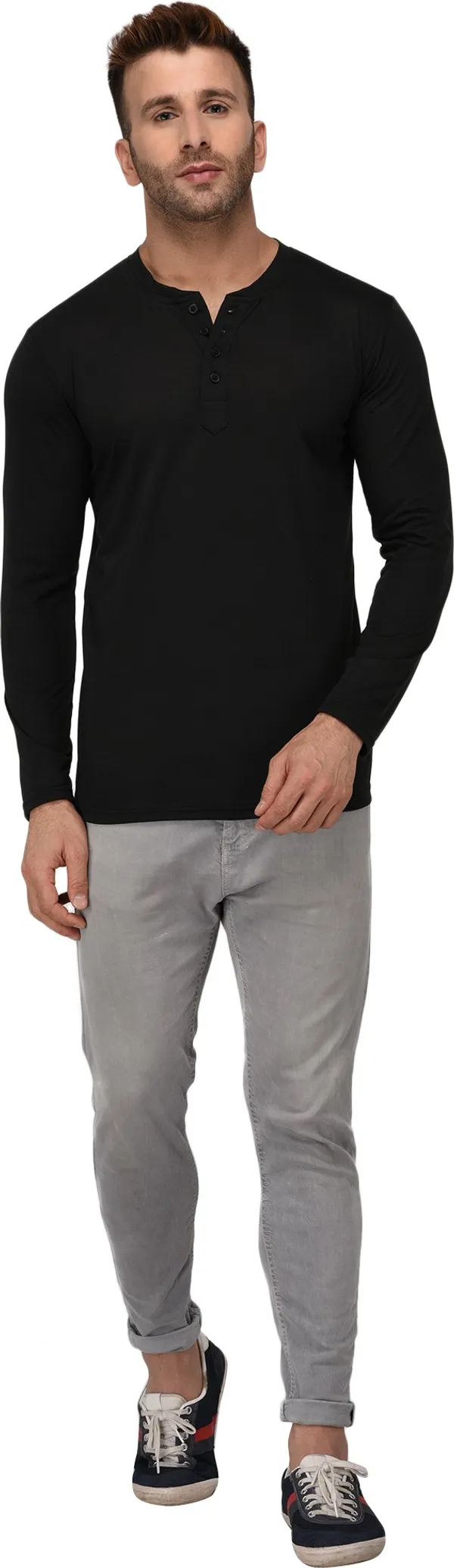 Black_Cotton_Solid_Mandarin_Collar_Regukar_Fit_T-Shirt_for_men