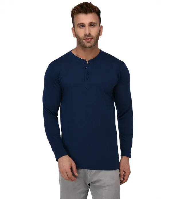 Dark_Blue_Cotton_Solid_Henley_Neck_Regukar_Fit_T-Shirt_For_Men