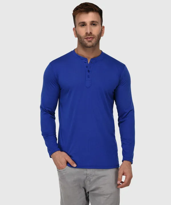 Dark_Blue_Cotton_Solid_Henley_Neck_Regukar_Fit_T-Shirt_For_Men