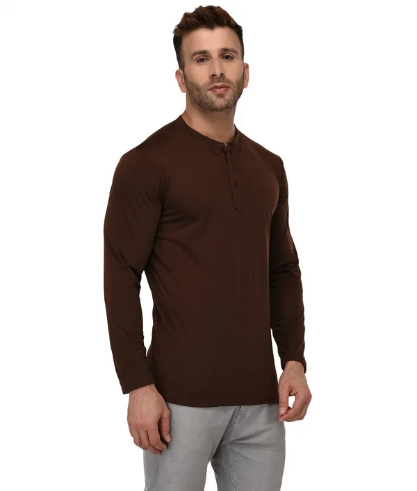 Brown_Cotton_Solid_Henley_Neck__Regukar_Fit_T-Shirt_For_Men