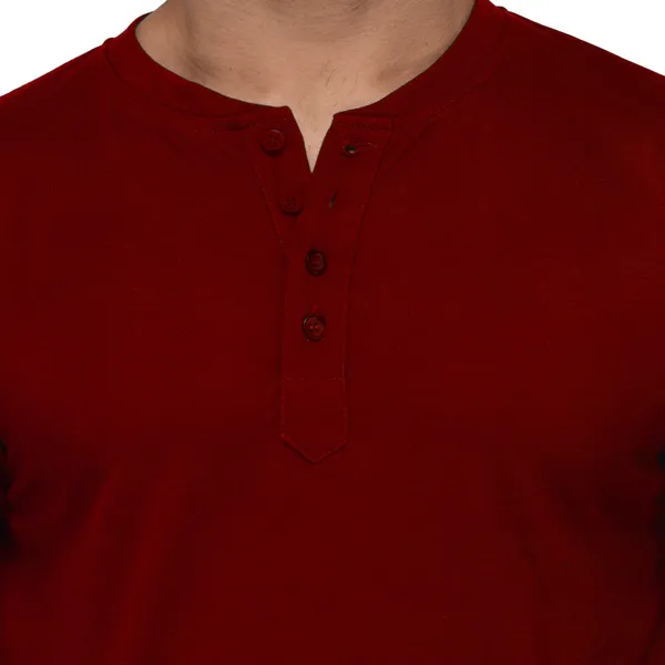 Maroon_Cotton_Solid_Henley_Neck_Regukar_Fit_T-Shirt_For_Men