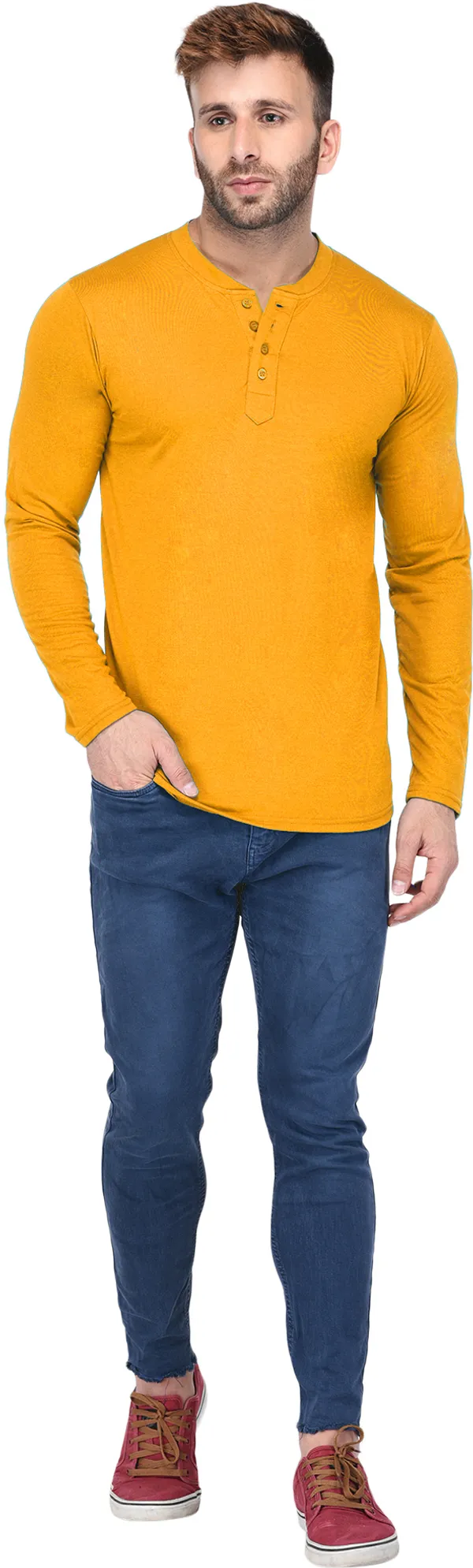 Dark_Blue_Cotton_Solid_Henley_Neck_Regukar_Fit_T-Shirt_For_Men