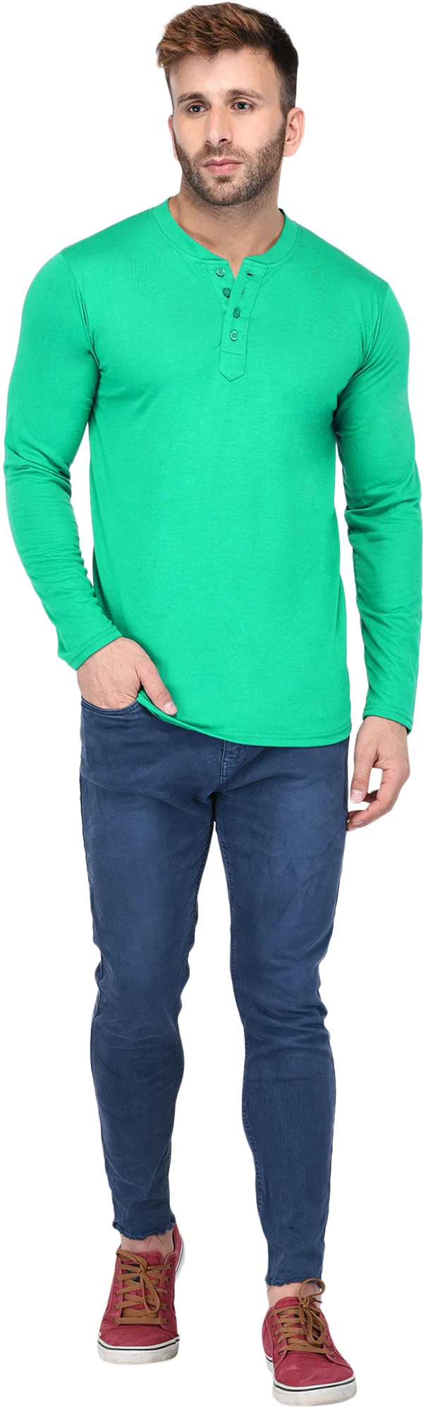 Dark_Blue_Cotton_Solid_Henley_Neck_Regukar_Fit_T-Shirt_For_Men